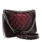 Goatskin Ombre Faded Quilted New Medium Boy Flap Burgundy