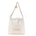 Shiny Calfskin Quilted Small Chanel 22 White