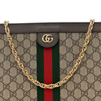 GG Supreme Monogram Web Medium Ophidia Chain Shoulder Bag Brown