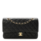Caviar Quilted Medium Double Flap Black