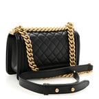 Caviar Quilted Small Boy Flap Black