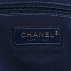Mixed Fibers Striped Small Deauville Tote Navy Blue