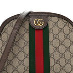 GG Supreme Monogram Textured Dollar Calfskin Web Small Ophidia Dome Shoulder Bag Beige Ebony New Acero