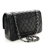 Caviar Quilted Medium Double Flap Black