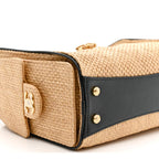 Braided Raffia Calfskin Quilted Mini Chanel 25 Handbag Beige Black