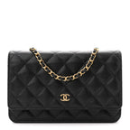 Caviar Quilted Wallet on Chain WOC Black
