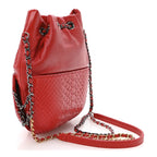 Snakeskin Calfskin Gabrielle Bucket Red