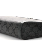 GG Supreme Monogram Textured Dollar Calfskin Web Small Ophidia Shoulder Bag Grey Black Graphite Grey