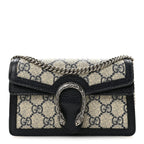 GG Supreme Monogram Textured Dollar Calfskin Super Mini Dionysus Shoulder Bag Beige Blue