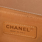 Pearl Calfskin Quilted Small Boy Flap Gold