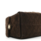 Suede Quilted Medium Chanel 25 Handbag Dark Brown