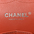 Lambskin Quilted Jumbo Double Flap Orange