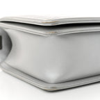Metallic Calfskin Quilted New Medium Plexiglass Boy Flap Silver