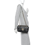 Calfskin Matelasse Small GG Marmont Shoulder Bag Black