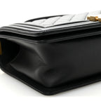 Calfskin Quilted Medium Boy Flap Black