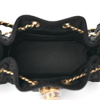 Washed Denim Quilted Mini Chanel 25 Handbag Black