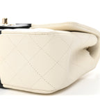 Lambskin Quilted Mini Rectangular Flap White Black