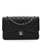 Caviar Quilted Jumbo Double Flap Black