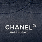 Patent Quilted Jumbo Double Flap Dark Blue