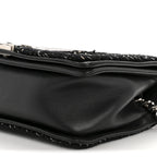 Calfskin Chevron Tweed Medium Boy Flap Black