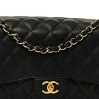 Caviar Quilted Jumbo Double Flap Black