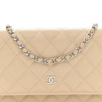Caviar Quilted Wallet on Chain WOC Beige