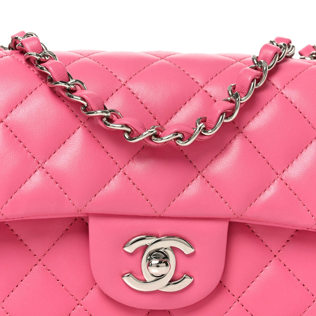Lambskin Quilted Mini Rectangular Flap Pink