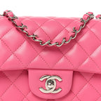 Lambskin Quilted Mini Rectangular Flap Pink