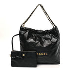 Shiny Calfskin Quilted Chanel 22 Black