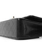 Caviar Quilted Medium Double Flap Black