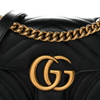Calfskin Matelasse Mini GG Marmont Shoulder Bag Black