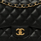 Caviar Quilted Jumbo Double Flap Black
