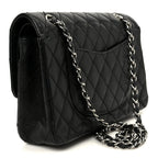 Caviar Quilted Medium Double Flap Black
