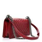 Caviar Quilted Medium Boy Flap Dark Red