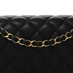 Caviar Quilted Medium Double Flap Black