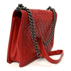 Calfskin Quilted Large Boy Flap Red