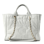 Calfskin Small Deauville Tote Light Grey