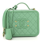 Caviar Quilted Medium CC Filigree Vanity Case Green