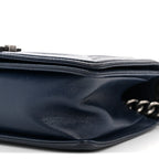 Caviar Chevron Quilted Medium Boy Flap Navy
