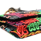 Fabric Printed Chanel 19 Wallet On Chain WOC Black Multicolor