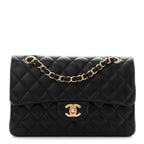 Lambskin Quilted Small Double Flap Black