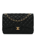 Caviar Quilted Jumbo Double Flap Black