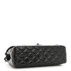 Shiny Crumpled Calfskin Quilted Jumbo Double Flap So Black