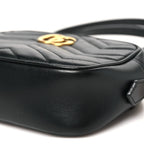 Calfskin Matelasse Mini GG Marmont Chain Shoulder Bag Black