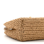 Braided Raffia Nano Kelly Flap Bag Dark Beige