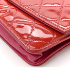 Patent Quilted Brilliant Wallet On Chain WOC Coral