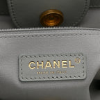 Calfskin Embossed Small Deauville Tote Light Blue