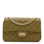 Aged Calfskin Quilted 2.55 Reissue 224 Flap  Khaki