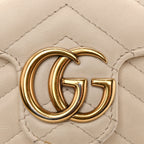 Calfskin Matelasse Super Mini GG Marmont Shoulder Bag White