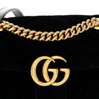 Velvet Matelasse Mini GG Marmont Shoulder Bag Black